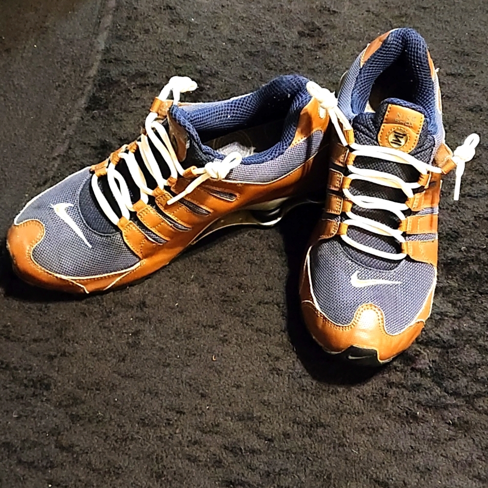 Nike Shox Retro style men's size 12 Brown leather and blue fabric